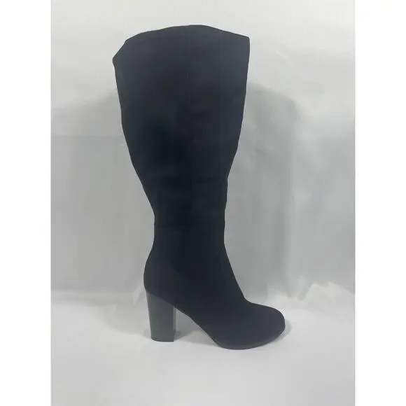 Style & Co Boots Women's Size 9.5 Wide Calf Black Block Heel Knee High Dress - Picture 3 of 8